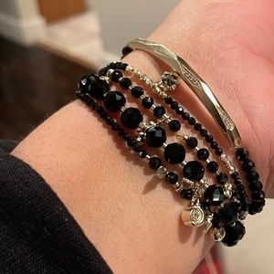 Kendra Scott Supak Black & Silver Spinel Beaded Bracelet Set